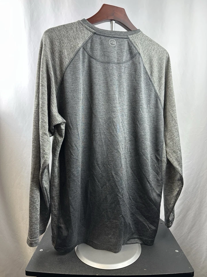 Camisa Free Country Hombre 1/4 Botón Manga Larga Gris Ligera Talla Grande  Foto 3 de 4