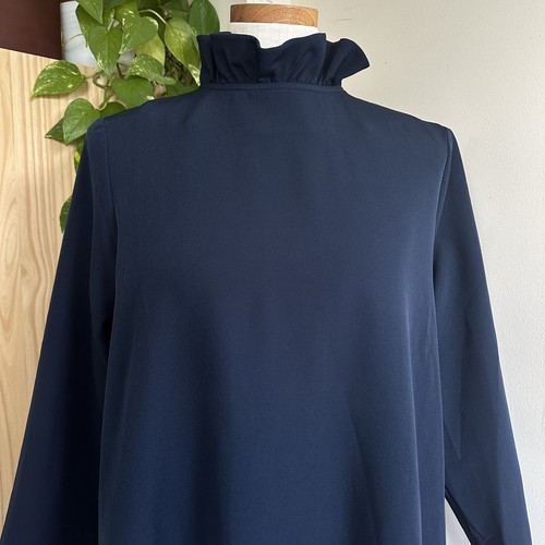 Biesen dunkelblau Daphne Kleid XL Rüschenkragen Schleife Swing Mini Party Neu mit Etikett - Bild 3 von 21