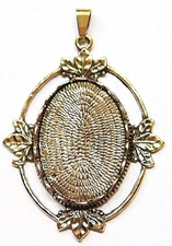 6 of 25x18mm Antique Gold Victorian Scallop Leaf Pendants Settings 52x37mm