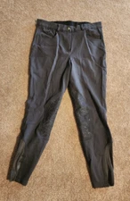 Smartpak/Piper Knit Knee Patch Mid Rise Breeches, Gray, SZ 34R