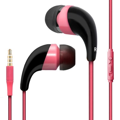 Pink Color 3.5 mm Earphones Handsfree Remote Control with Mic Stereo Headset