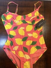 NWT Kate Spade New York Cut-Out Back OnePiece Underwired Swimsuit Lemon Sea Star