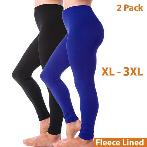 Paquete de 2 Pantalones Legging Termales Gruesos Forrados de Lanza Largo Talla Grande XL 2XL 3XL - Imagen 11 de 14
