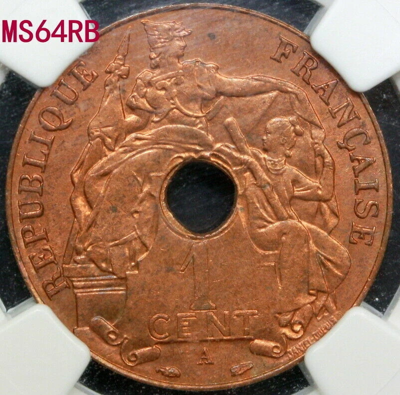 1939 FRENCH INDO CHINA 1 Cent NGC MS 64 Red COIN WITH UNIQUE COLOR TONING 百分之一 - Image 4 of 4