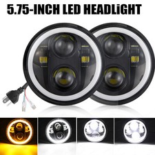 5.75" HALO Angel Eyes LED DRL Headlights Universal For Motorcycle Jeep UK