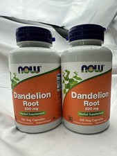 2 Pack NOW FOODS Dandelion Root 500 mg - 100 Veg Capsules Each 6/27