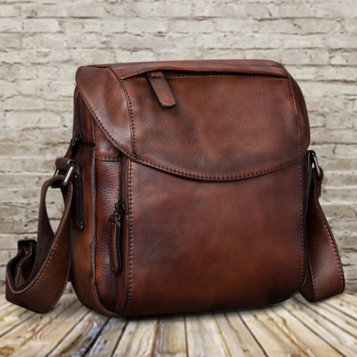 Genuine Leather Messenger Bag for Men Crossbody Shoulder Bag Satchel Casual - Picture 12 of 14