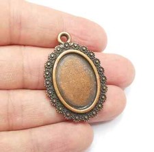 Oval Bezel Resin Blank inlay Mounting, Mosaic Frame Cabochon Base Antique Copper