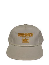 NEW Vintage 80  s EMERY WORLDWIDE White Trucker Hat Embroidered