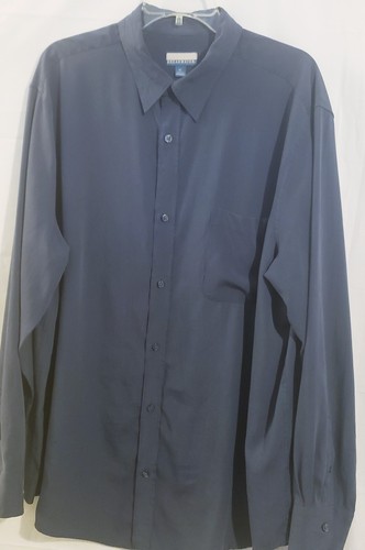 Breakwater Men's Long Sleeve Button Up Shirt Navy Pin Stripe Sz XL Rayon Beach - Picture 6 of 17