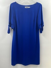 Eliza J Women’s Royal Blue Pullover Sheath Dress Bow Sleeve Lined 10 Cocktail