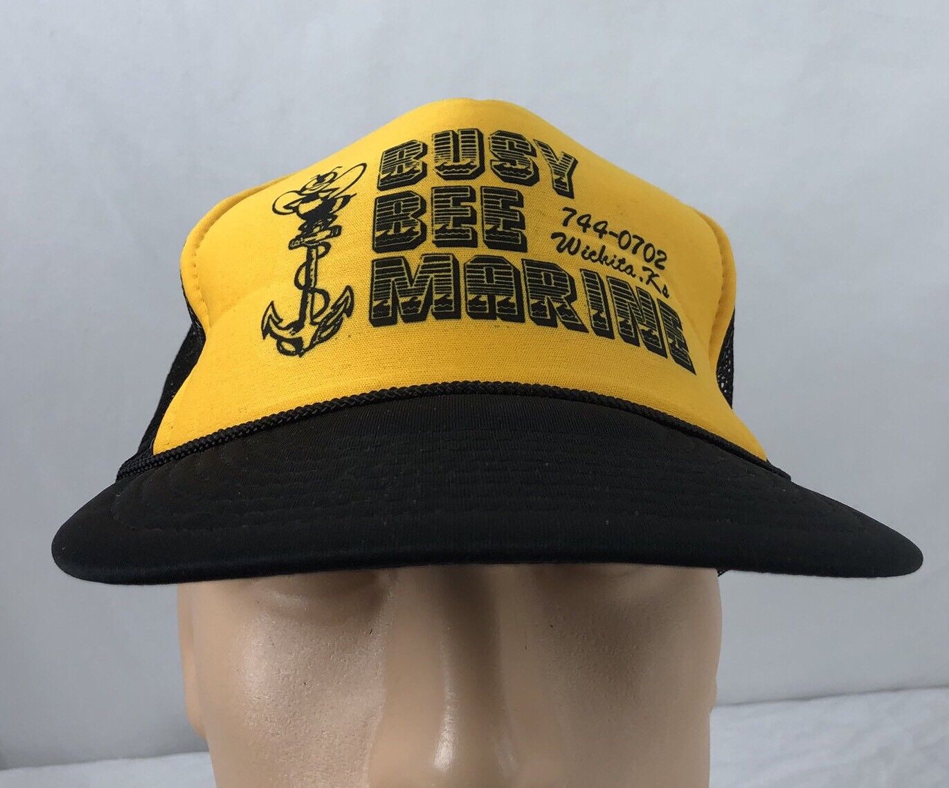 Vtg Busy Bee Marine Hat Snapback Trucker Cap Blac… - image 2