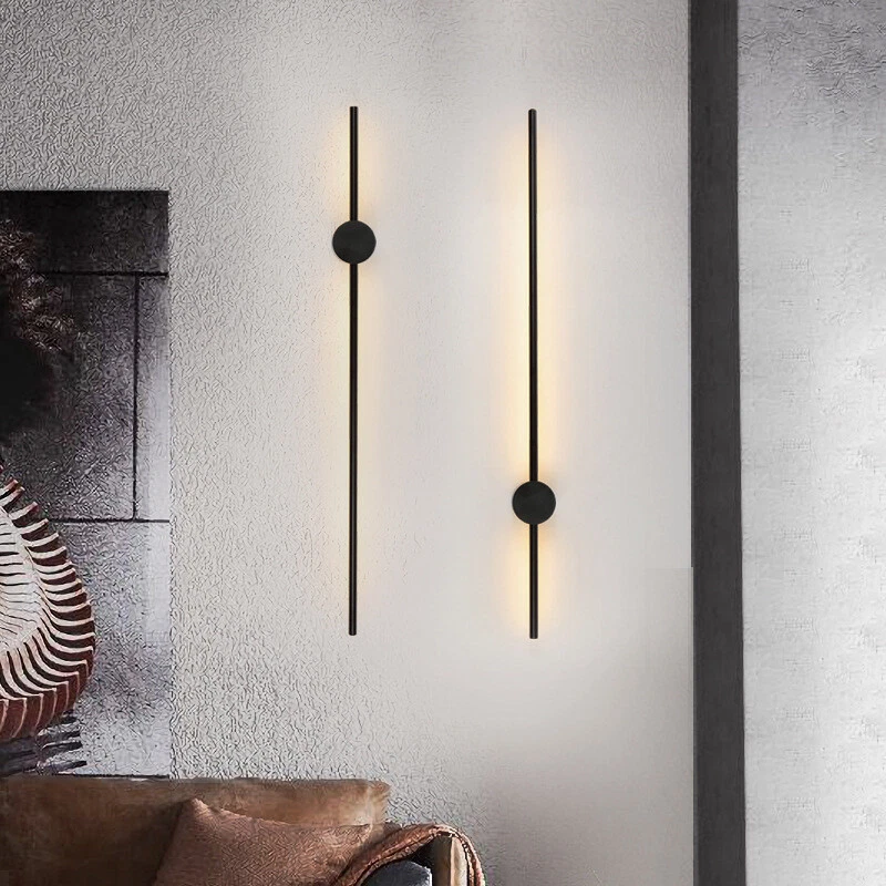 Modern Metal Linear Sconce Lighting LED Dimmable Wall Mount Lamp Fixture Bedroom