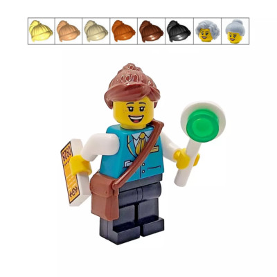 Original LEGO  Zug Geschenk weibliche Minifigur Bahnhof Bahnsteig Eisenbahn Schaffner
