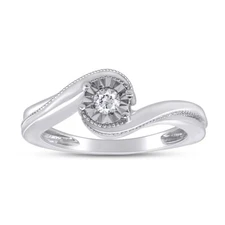 1/10 Ct Lab Grown Diamond Miracle Set Wedding Ring 14K White Gold Plated Silver