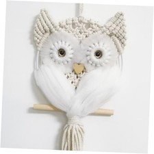 Owl Macrame Wall Art, Boho Nursery Decor Hand Woven Owl 12"L x 6"W White