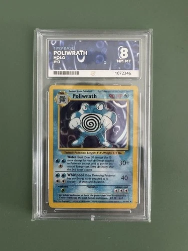 Base Set Poliwrath Holo 13/102 Ace Graded 8