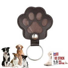 Pet Keychain Refillable Paw Shaped Leather Fur Keepsake Pet Paw Dark Brown