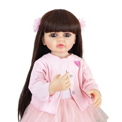 22 Inch Lifelike Reborn Baby Girl Doll Full Soft Vinyl Body Toddler Gift 55cm