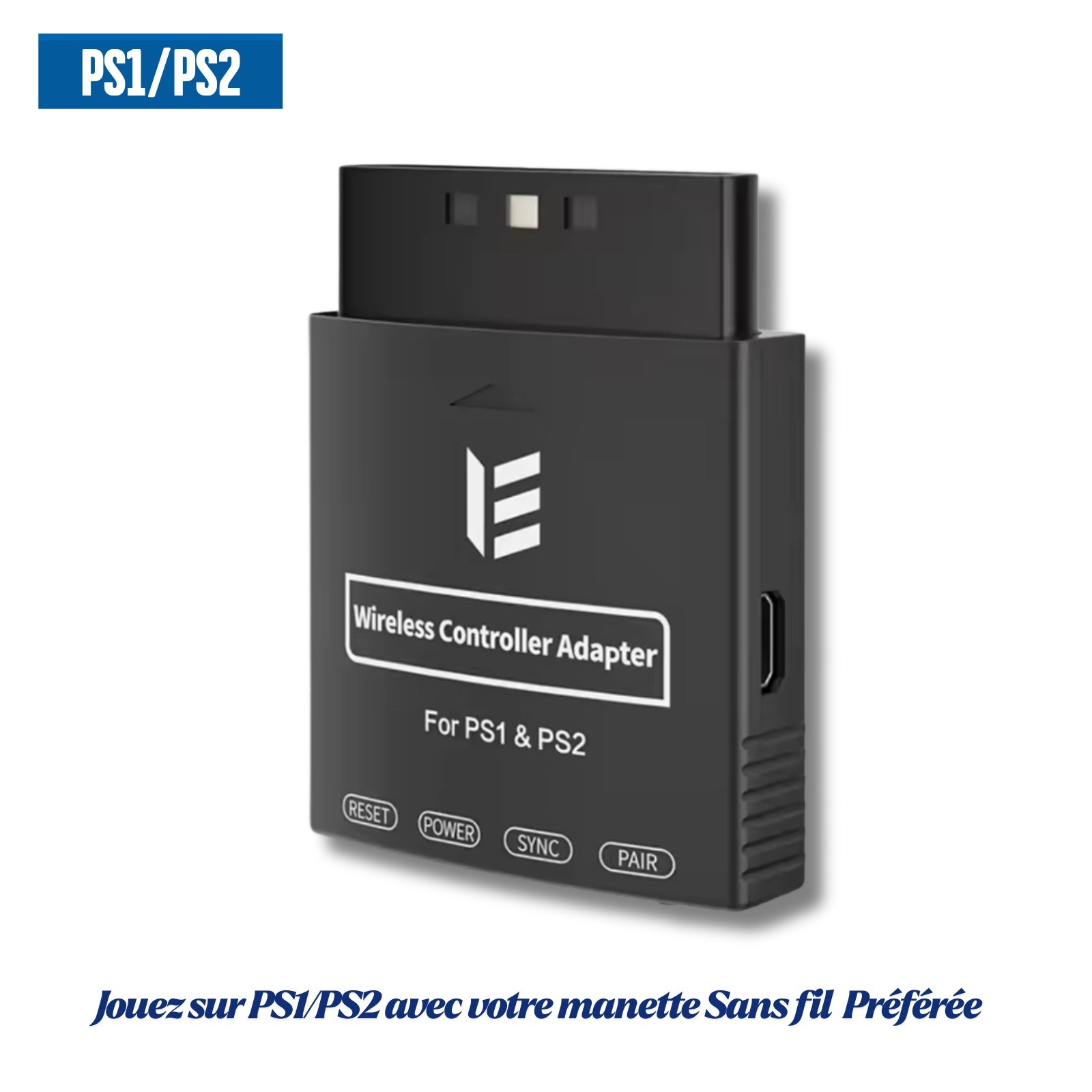 Adaptateur Sans Fil PS2/PS1 Compatible Avec Manette PS4/PS5/Xbox/Switch Rétro
