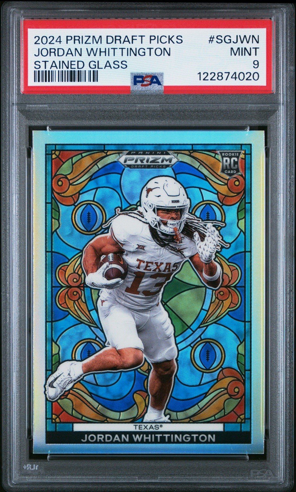 2024 PRIZM DRAFT PICKS JORDAN WHITTINGTON STAINED GLASS TEXAS SSP PSA 9
