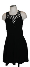 Forever 21 black dress lattice-style yoke fit n flare size medium