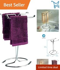 Metal Hand Towel Rack Chrome 2 Towel Holders Freestanding Bathroom Kitchen