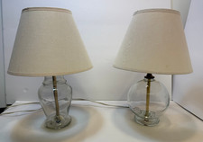 Set of 2 Contemporary Glass Table Lamps Clear Glass Lamp 13.5"