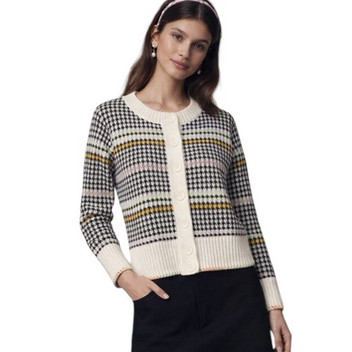 Maeve x Anthropologie - The Sutton Compact Cardigan Houndstooth Sz M