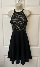 Little Black Dress Lace Bodice Nude Under Laying. Women’s Size Small