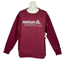 NEW Women  s REEBOK Sweatshirt S Maroon RELAXED FIT Cotton Blend NWT