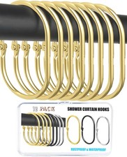12 Pack Gold Shower Curtain Hooks,Gold Shower Curtain Rings,Brushed Nickel