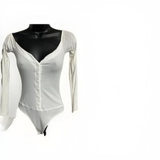 Fashion Nova Womens White long sleeve Bodysuit Size small