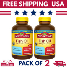 Nature Made Fish Oil 1200mg Omega-3 150 Softgels Heart Health 2 Pack