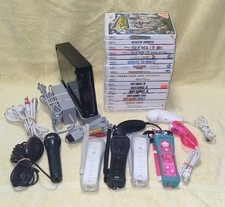 Nintendo Wii Console Black, 4 Controllers 18 Games Mic. Friends  Family Bundle