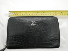 Portafoglio lungo originale CHANEL Camellia Coco Mark organizer cerniera roto...