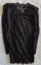 Eunie Lai Black Lace Bodycon Dress S Sheer Long Sleeve Gothic Cocktail