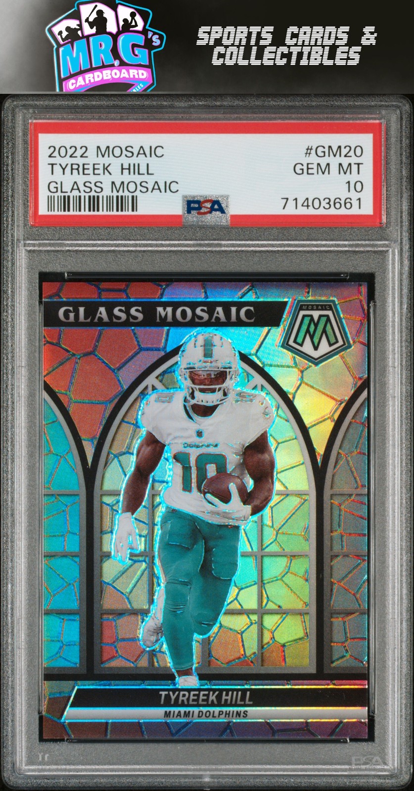 2022 Panini Mosaic #GM-20 Tyreek Hill Glass Mosaic PSA 10
