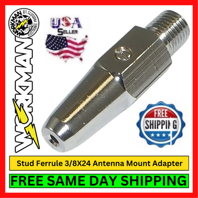 Workman CB52A 3/8-24 Antenna Stud Mount Adapter w/ 0.1'' Hole for Whip up to 60''