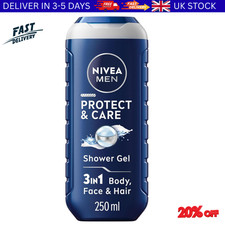 NIVEA MEN Protect & Care Shower Gel (250 ml), Moisturising 3-in-1 Body Wash 5.96 per litre