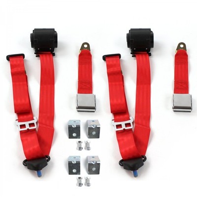 JP JPster 1966 - 1973  Airplane 3pt Red Seat Kit w/Brackets-2 Belts 