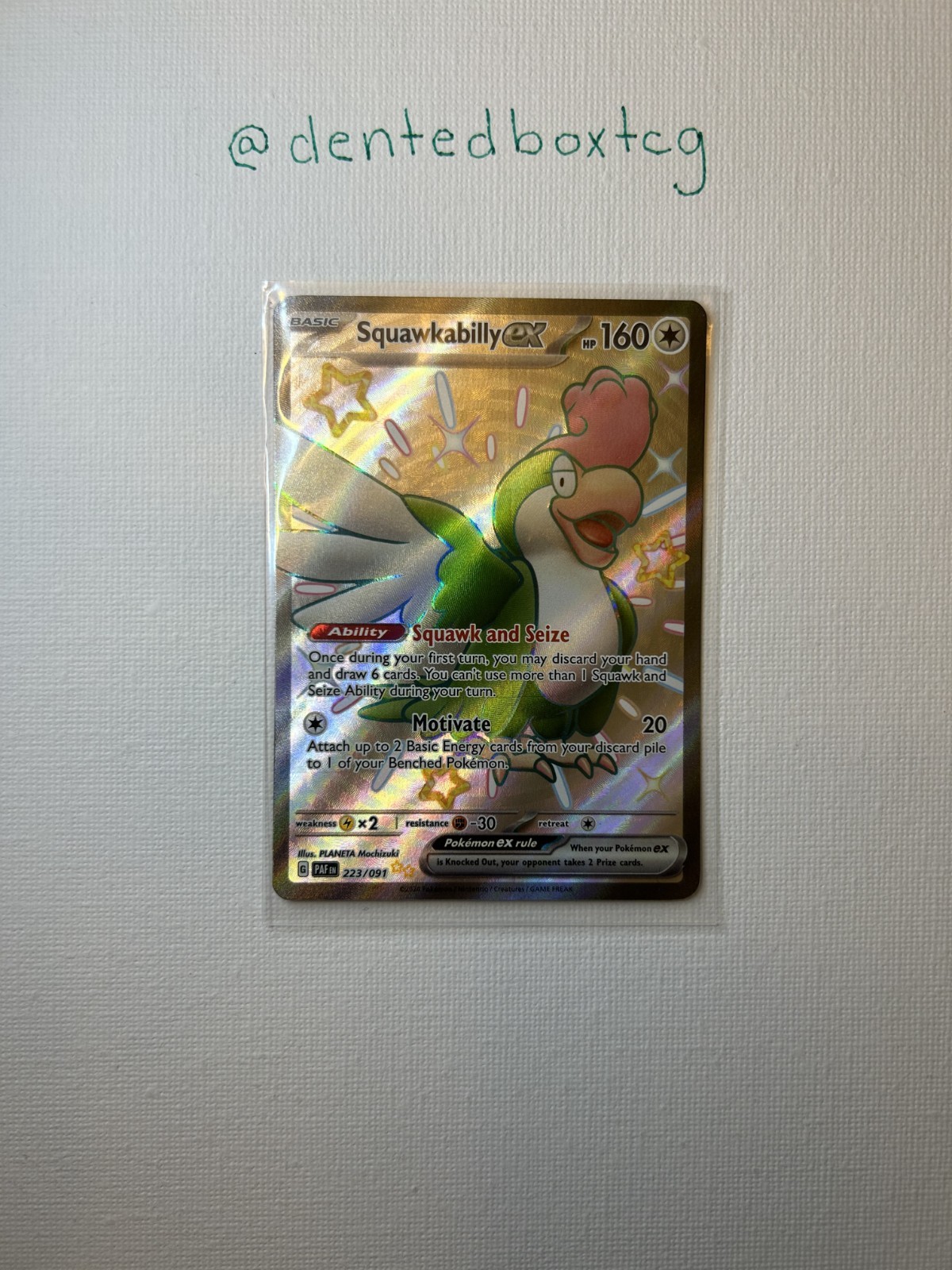 Squawkabilly ex- 223/091 Scarlet & Violet Paldean Fates SHINY Ultra Rare NM