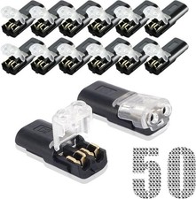 50Pcs Double Wire Plug Connector Locking Buckle Quick Connect Lock Strip 2 Pin