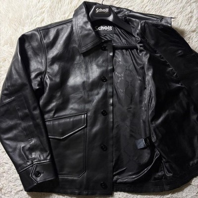 Schott Leather Jacket Lambskin Nano Universe Exclusive Black Size L Authentic