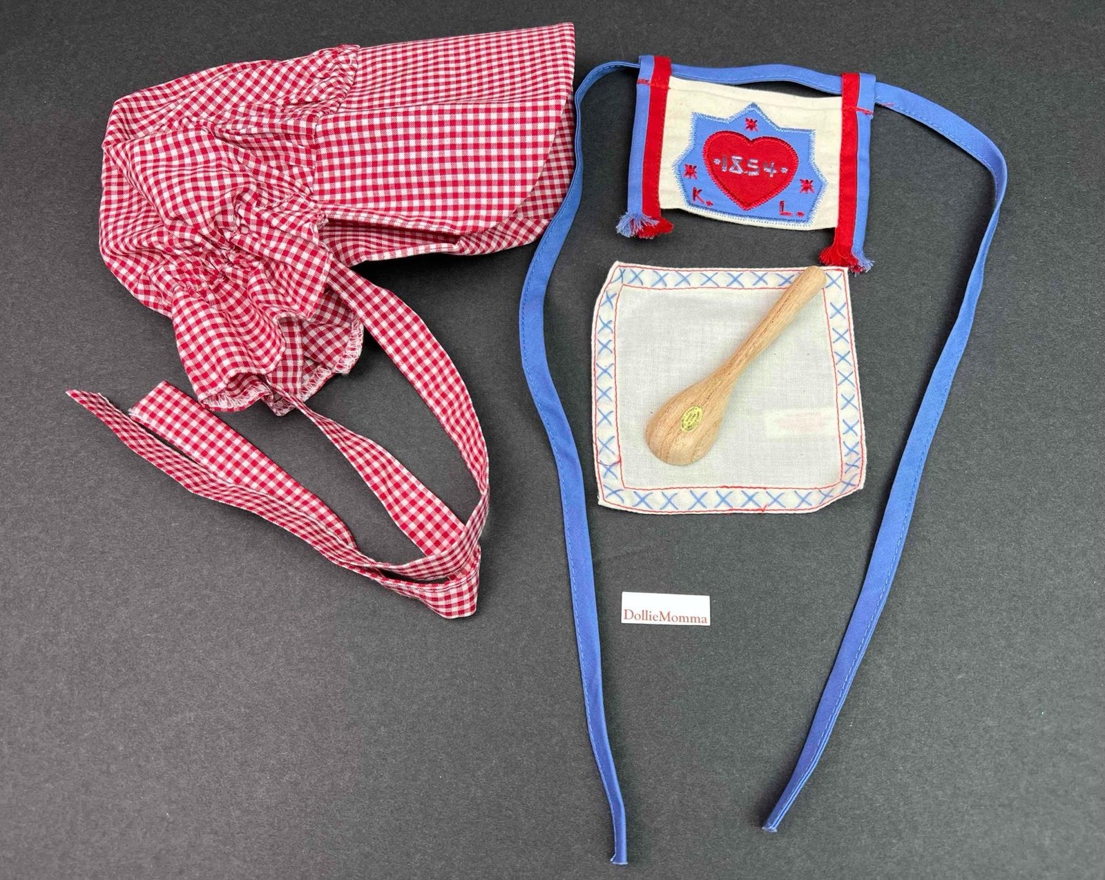 American Girl Kirsten Meet Bonnet/Hat Spoonbag Hankie AG~Add