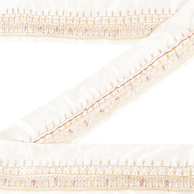 Sanskriti Vintage 1 Yd Sari Border Hand Beaded Zari Craft Trim Sewing White Lace