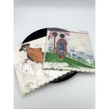 Vintage Rice Paper Silk Effect Cocktail Napkins Made in Japan