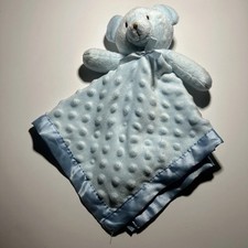 Blue Bear Baby Blanket Lovey Security Satin Trim Back Minky Dot Pro Goleem 15  