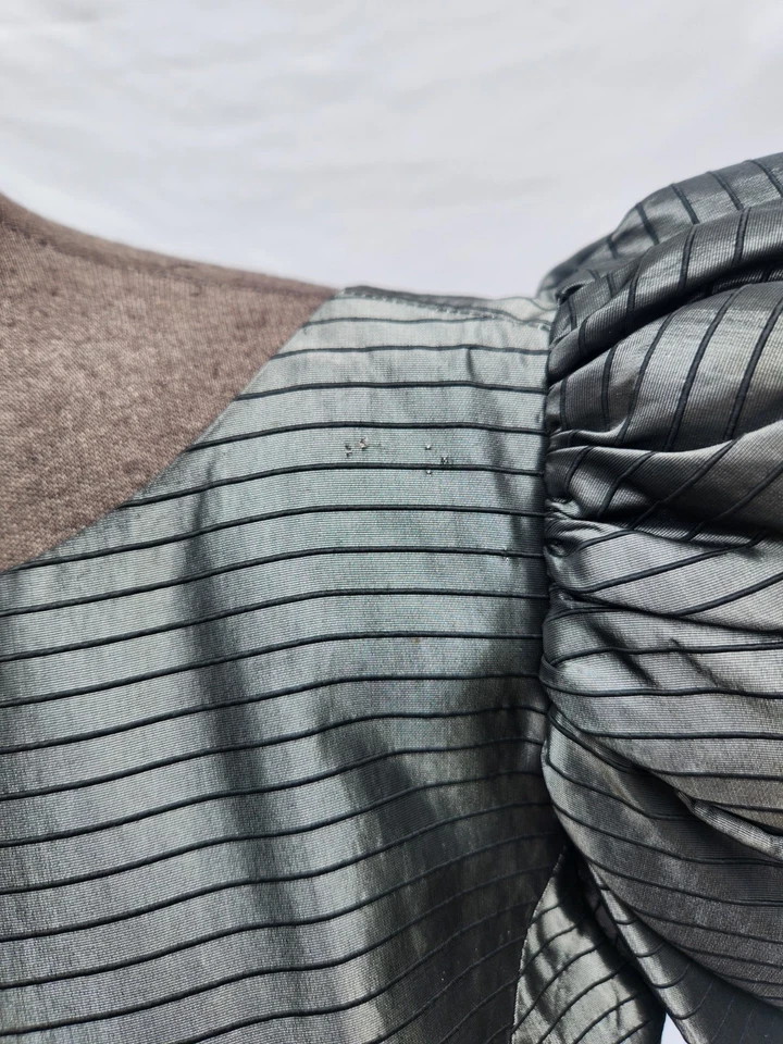 Vintage Barboglio Cristina Jan Black/Gray Peplum 80s Cocktail Dress Size 8 - Image 3 of 4