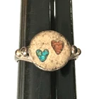 Vintage Ring tested 925 STERLING SILVER Size 6.5 Coral Turquoise Band lot y